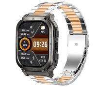 Blueshaweu 22mm Quick Release Stainless Steel Metal Replacement Strap Bracelet Compatible with KOSPET TANK M3, M3 ULTRA, T3 ULTRA, T2, M2 Military Smart Watch (Silver-Rose)