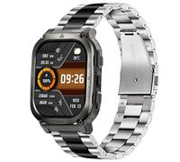 Blueshaweu 22mm Quick Release Stainless Steel Metal Replacement Strap Bracelet Compatible with KOSPET TANK M3, M3 ULTRA, T3 ULTRA, T2, M2 Military Smart Watch (Silver-Black)