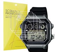 Blueshaweu Ca sio Screen Protector, [6 Pack] Full Coverage TPU Clear Film Compatible for Ca-sio F105W, F108WH, W-217H, W218H, W800HG, AE1200WH, AE1300WH, A158W, A168WA (For AE-1300WH Watch, 6 pack)