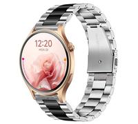 Blueshaweu Compatible for Aeac Smart Watch 20mm, 22mm Quick Release Stainless Steel Metal Replacement Straps Compatible for Aeac 1.32 Inches Round, W208 Plus, IDW19, IDW28, GTX12 (Silver-Black, 20mm)