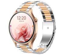 Blueshaweu Compatible for Aeac Smart Watch 20mm, 22mm Quick Release Stainless Steel Metal Replacement Straps Compatible for Aeac 1.32 Inches Round, W208 Plus, IDW19, IDW28, GTX12 (Silver-Rose, 22mm)