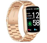 Blueshaweu Compatible for Amzhero Fitness Tracker Band, 16mm Quick Release Stainless Steel Metal Replacement Straps Compatible for Amzhero D26 1.47 Inches Fitness Tracker (Rose Gold)