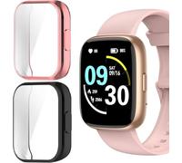Blueshaweu Compatible for IDW26 Smart Watch Case, TPU Case with Screen Protector Compatible for AITAFY IDW26, MILOUZ IDW26, TMHAI IDW26, Faweio IDW26, SOUYIE IDW26 (Black+Pink)