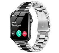 Blueshaweu Compatible for IOWODO R30 Pro Stainless Steel Metal Replacement Strap Bracelet Compatible with IOWODO R30 Pro/TOUCHELEX Gaea Series K802 1.28 Watch/RLQA 54 1.83" Smart Watch (Silver-Black)