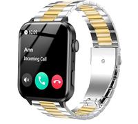 Blueshaweu Compatible for IOWODO R30 Pro Stainless Steel Metal Replacement Strap Bracelet Compatible with IOWODO R30 Pro/TOUCHELEX Gaea Series K802 1.28 Watch/RLQA 54 1.83" Smart Watch (Silver-Gold)