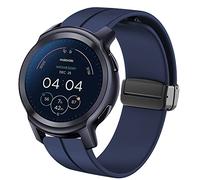 Blueshaweu Compatible for Moto Watch 100 Band, Quick Release Soft Silicone Magnetic Buckle Sport Replacement Straps, Blue, Smartwatch Band