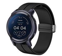 Blueshaweu Compatible for Moto Watch 100 Band, Quick Release Soft Silicone Magnetic Buckle Sport Replacement Straps Compatible with Motorola Moto Watch 100 Smart Watch/Moto 360 3rd Gen 2020 (Black)