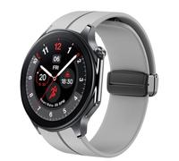 Blueshaweu Compatible for OnePlus Watch 2 Bands, Soft Silicone Magnetic Buckle Sport Wristband Replacement Straps Compatible for OnePlus Watch 2 46mm / 1 Smart Watch (Gray)