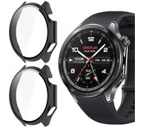 Blueshaweu Compatible for OnePlus Watch 3 Case, Hard PC Case with Tempered Glass Screen Protector Compatible with OnePlus Watch 3 Smartwatch 2025 (Black+Black)
