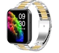 Blueshaweu Compatible for RUIMEN Smart Watches Band, 22mm Quick Release Stainless Steel Metal Replacement Strap Bracelet Men & Women Compatible with RUIMEN D1/H1 Smart Watches (Silver-Gold)