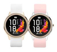 Blueshaweu Compatible for Sekonda Flex Smart Watch Bands, Sport Silicone Replacement Strap for Sekonda Flex Womens 42mm Smart Watch (White+Pink)