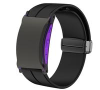 Blueshaweu Compatible for Shock Clock 3 Bands, Soft Silicone Magnetic Buckle Sport Wristband Replacement Straps Compatible for Pavlok Shock Clock 3 (Black)