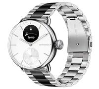 Blueshaweu Compatible for Withings ScanWatch Smartwatch Bands, 18mm,20mm Stainless Steel Metal Replacement Strap Bracelet for Women Man (18mm, Silver-Black)