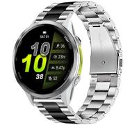 Blueshaweu Compatible with Garmin Forerunner 970 bands, Quick Release Stainless Steel Metal Replacement Straps Compatible with Garmin Forerunner 970 Smart Watch (Silver-Black)