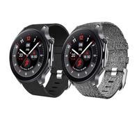 Blueshaweu Compatible with OnePlus Watch 2 Bands, Breathable Nylon Woven Fabric Replacement Accessory Strap Compatible with OnePlus Watch 2 46mm / 1 Smart Watch (Black+Gray)