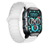 Blueshaweu Compatible with OUKITEL Smart Watch Bands, 22mm Silicone Sport Strap Watchband Compatible with OUKITEL BT10, BT20, BT80, BT101, BT103 Smart Watch (White, 22mm)