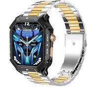 Blueshaweu Compatible with OUKITEL Smart Watch Bands, 22mm Solid Business Stainless Steel Metal Bands Compatible with OUKITEL BT10, BT20, BT80, BT101 Smart Watch (Silver-Gold, 22mm Size)