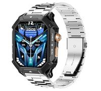 Blueshaweu Compatible with OUKITEL Smart Watch Bands, 22mm Solid Business Stainless Steel Metal Bands Compatible with OUKITEL BT10, BT20, BT80, BT101 Smart Watch (Silver, 22mm Size)