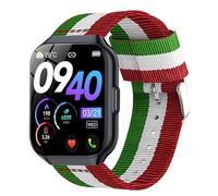 Blueshaweu for 22mm Breathable Nylon Woven Fabric Replacement Accessory Strap Compatible with QCOQ, Hendari, CASCHO P98, Motast, Togala, Jugeman P99 1.96 inch,HKOMA Smartwatch L2H5B (Red&White&Green)
