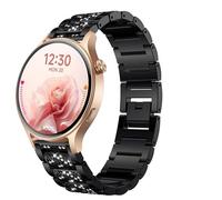 Blueshaweu for Aeac Smart Watch 20mm, 22mm Jewelry Bling Diamond Metal Dressy Strap Adjustable Replacement Strap Accessories Compatible for Aeac 1.32 Inches Round, GTX18, GTX05, IDW19 (Black, 22mm)