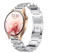 Blueshaweu for Aeac Smart Watch 20mm, 22mm Jewelry Bling Diamond Metal Dressy Strap Adjustable Replacement Strap Accessories Compatible for Aeac 1.32 Inches Round, GTX18, GTX05, IDW19 (Silver, 20mm)