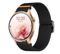 Blueshaweu for Aeac Smart Watch 20mm, 22mm Quick Release Stretchy Solo Loop Adjustable Nylon Replacement Straps Compatible for Aeac 1.32 Inches Round,GTX18,GTX05,ID208 Plus,IDW19,IDW28 (Black, 20mm)