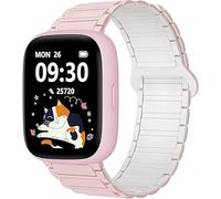 Blueshaweu for BIGGERFIVE Kids Smart Watch Band, 22mm Magnetic Silicone Sport Strong Magnet Strap Watchband Compatible with BIGGERFIVE BARVE BW01 Kids Fitness Tracker Watch, Biggerfive Brave 2 (Pink)