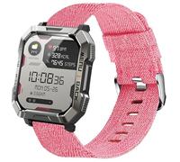 Blueshaweu for Blackview Smart Watch 20mm, 22mm Breathable Nylon Woven Fabric Replacement Accessory Strap Compatible with IOWODO/Blackview W60,W20, IOWODO/Blackview R30 Pro,R50 Pro (Pink, 22mmSize)