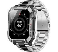 Blueshaweu for Blackview Watch 20mm, 22mm Stainless Steel Metal Replacement Strap Bracelet Men & Women Compatible with Blackview, IOWODO W60,W20,R30 Pro,R50 Smart Watch (Silver-Black, 20mmSize)