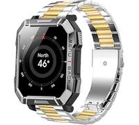Blueshaweu for Blackview Watch 20mm, 22mm Stainless Steel Metal Replacement Strap Bracelet Men & Women Compatible with Blackview, IOWODO W60,W20,R30 Pro,R50 Smart Watch (Silver-Gold, 20mmSize)