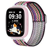 Blueshaweu for BW01,BW02 22mm Quick Release Stretch Elastics Nylon Adjustable Replacement Strap Accessories Compatible for BIGGERFIVE BARVE Kids Fitness Tracker Watch,Biggerfive Brave 2 (Bohe Rainbow)