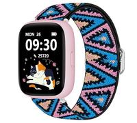 Blueshaweu for BW01,BW02 22mm Quick Release Stretch Elastics Nylon Adjustable Replacement Strap Accessories Compatible for BIGGERFIVE BARVE Kids Fitness Tracker Watch,Biggerfive Brave 2 (Blue Pink)