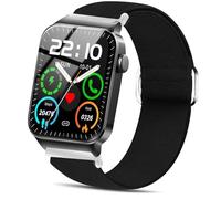 Blueshaweu for Donerton T50S T50H Smart Watch Stretch Elastics Nylon Adjustable Replacement Strap Accessories Compatible with Donerton T50S T50H 1.85"/Uaue T50S 1.85"/VKAROOD KC88 1.43" (Black)