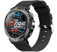 Blueshaweu for EIGIIS KE3 Smartwatch 22mm Breathable Nylon Woven Fabric Replacement Accessory Strap Compatible for KE2, KE3, KE5, KE6, K22, K27, K55, K56, K57, DM50, HM09 Military Smart Watch (Black)