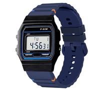 Blueshaweu for F-91W Watch Bands, 18mm, 22mm Quick Release Breathable Silicone Replacemet Band Straps Bracelet Compatible for Casio W-217H,W-218H,W-219H,A158WA,A168WA,A700W-1,A100WE-1 (Blue, 22mm)