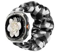 Blueshaweu for Fabric Elastic Scrunchie Elastic Women Cute Replacement Straps Compatible with Galaxy Watch 8 40mm,44mm,46mm classic, Ultra 47mm LTE Smartwatch (Grid, Galaxy 8/44/46mm Classic)