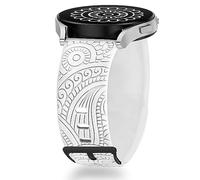 Blueshaweu for Garmin Bounce 2 Bands, Soft Silicone Boho Engraved Fall Floral Sport Silicone Fancy Designer Flower Replacement Straps Compatible for Garmin Bounce 2, 1 Smart Watch (White, 20mmSize)