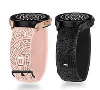 Blueshaweu for Garmin Bounce 2 Bands, Soft Silicone Boho Engraved Fall Floral Sport Silicone Fancy Designer Flower Replacement Straps Compatible for Garmin Bounce 2, 1 Smart Watch (2Pack-C, 20mmSize)