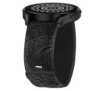 Blueshaweu for Garmin Bounce 2 Bands, Soft Silicone Boho Engraved Fall Floral Sport Silicone Fancy Designer Flower Replacement Straps Compatible for Garmin Bounce 2, 1 Smart Watch (Black, 20mmSize)