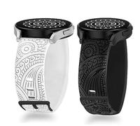 Blueshaweu for Garmin Bounce 2 Bands, Soft Silicone Boho Engraved Fall Floral Sport Silicone Fancy Designer Flower Replacement Straps Compatible for Garmin Bounce 2, 1 Smart Watch (2Pack-A, 20mmSize)