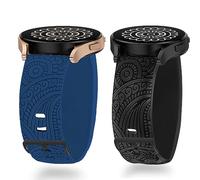 Blueshaweu for Garmin Bounce 2 Bands, Soft Silicone Boho Engraved Fall Floral Sport Silicone Fancy Designer Flower Replacement Straps Compatible for Garmin Bounce 2, 1 Smart Watch (2Pack-B, 20mmSize)