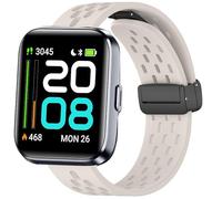 Blueshaweu for ID208 Plus Watch Band, Breathable Soft Silicone Sport Band with Magnetic Butterfly Clousure Replacemet Straps Compatible for Quican,aeac,WMK ID208 Plus 1.8" Smart Watch (Beige White)