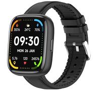 Blueshaweu for IDW26 Smart Watch Leather Silicone Breathable Replacement Smartwatch Strap Wristband Compatible for Faweio IDW26 1.83 Inch/TOOBUR IDW17, IDW23/KEEPONFIT IDW21/WNH IDW25 (Black)