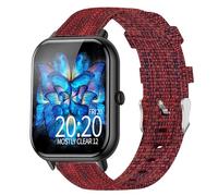 Blueshaweu for R30 Pro Smart Watch 20mm Breathable Nylon Woven Fabric Replacement Accessory Strap Compatible with IOWODO R30 Pro/OYV TGW008, TOUCHELEX K802 1.28"/RLQA 54 1.83" Smart Watch (Red)