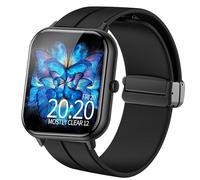 Blueshaweu for R30 Pro Smart Watch 20mm Soft Silicone Magnetic Buckle Sport Wristband Replacement Straps Compatible for IOWODO R30 Pro/OYV TGW008, TOUCHELEX K802 1.28"/RLQA 54 Smart Watch (Black)