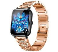 Blueshaweu for r30 pro Watch Quick Release Women Jewelry Bling Diamond Metal Dressy Adjustable Replacement Accessories Sports Band Compatible for IOWODO R30 Pro/TOUCHELEX K802 Smart Watch (Rose Gold)