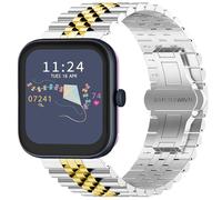 Blueshaweu for RADLEY Series Smartwatch 18mm 20mm 22mm Solid Stainless Steel Heavy Band with Butterfly Folding Clasp Link Bracelet Compatible for RADLEY Series 32/20/19/46/10 Watch (Silver-Gold, 20mm)