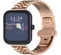 Blueshaweu for RADLEY Series Smartwatch 18mm 20mm 22mm Solid Stainless Steel Heavy Band with Butterfly Folding Clasp Link Bracelet Compatible for RADLEY Series 32/20/19/46/10 Watch (Rose Gold, 20mm)