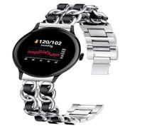 Blueshaweu for Sekonda Smart Watch Jewelry Chain Metal Wristband with Leather Compatible with Sekonda Flex,Flex Plus/Motion,Motion Plus,Motion Pro/ACTIVE PRO 47mm,ACTIVE 1909,etc (Silver-Black, 22mm)