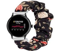Blueshaweu for Sekonda Watch Fabric Elastic Scrunchie Elastic Watch Band Women Cute Replacement Straps for Sekonda Flex,Flex Plus 42mm/Motion,Motion Pro/ACTIVE PRO,ACTIVE Plus (Black Flower, 20mmSize)